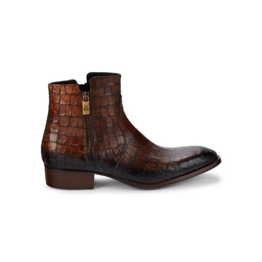 JO GHOST NWOB Croc Embossed Leather Side Zip Boots Size 46 $575.00